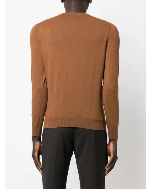 Malo Brown Crew Neck Cashmere Sweater for men