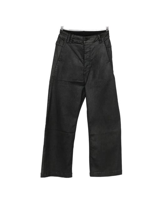 Thom Krom Black Coated Straight-Leg Trousers for men