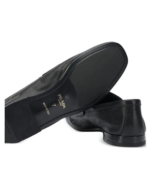 Prada White Grainy-Leather Loafers for men
