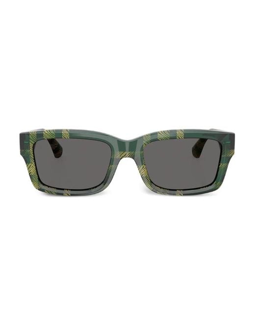 Burberry Gray Check-Pattern Square Sunglasses