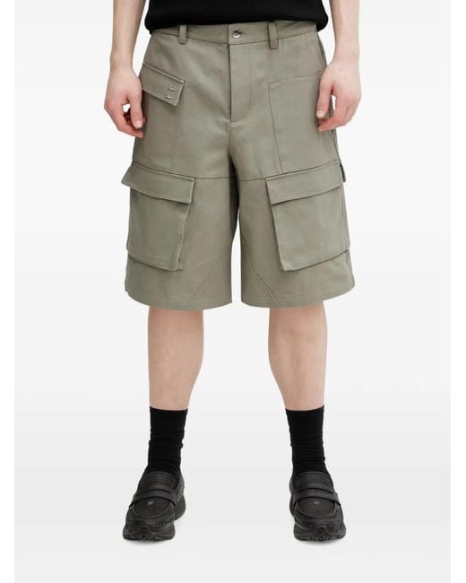 HELIOT EMIL Green Multi-Pocket Cargo Shorts for men