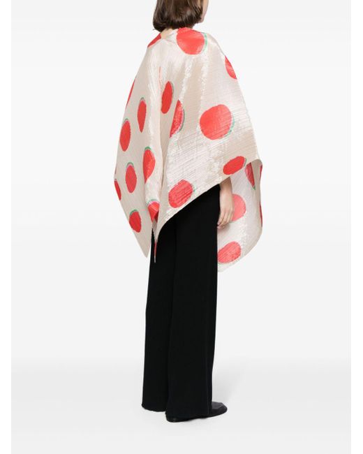 Pleats Please Issey Miyake Pink Graphic-print Pleated Poncho