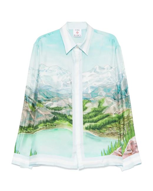 メンズ Casablanca シルクシャツ Green