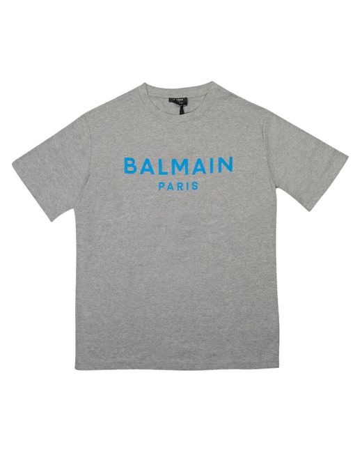 Balmain Gray Printed T-Shirt for men