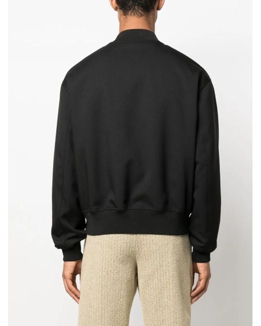 Jil Sander Black Plain Cotton Bomber Jacket for men