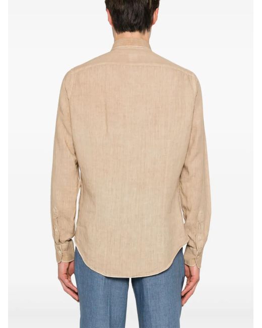Eleventy Natural Mélange Poplin Linen Shirt for men