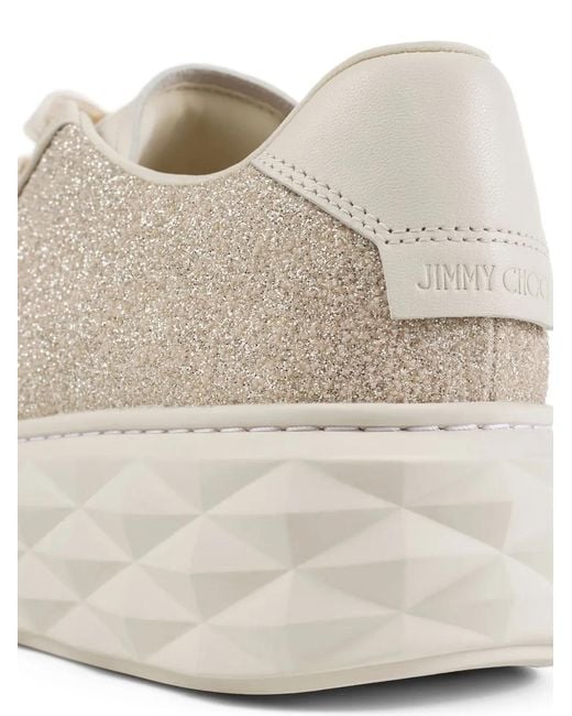 Jimmy Choo Diamond Light Maxi F Sneakers Met Plateauzool in het White