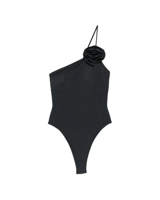 Moschino Black One-Shoulder Floral-Detail Swimsuit