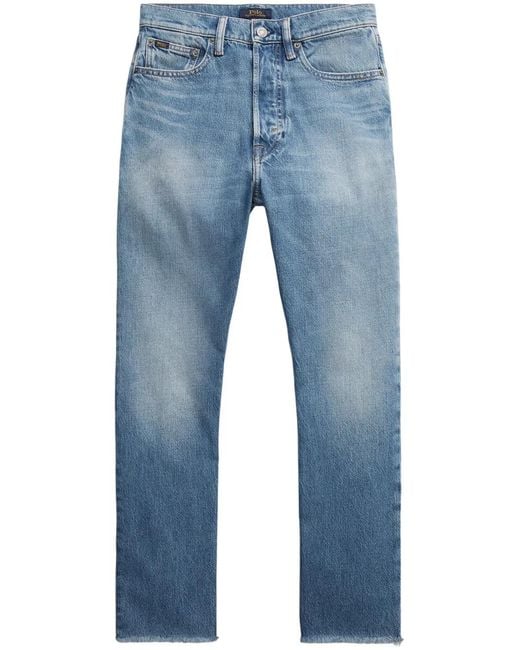 Polo Ralph Lauren Blue Logo-Tag High-Rise Cropped Jeans