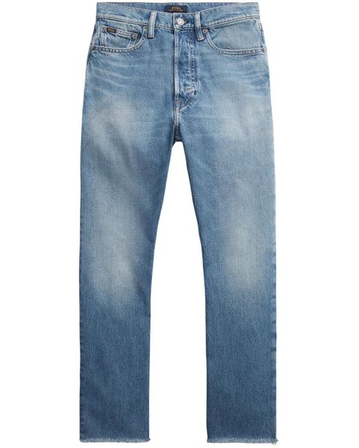 Polo Ralph Lauren Blue Logo-Tag High-Rise Cropped Jeans