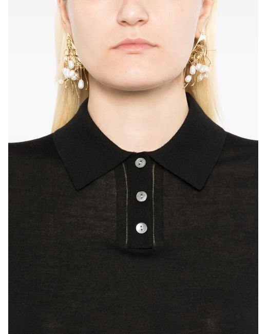 Theory Black Piped Short-Sleeve Polo Shirt