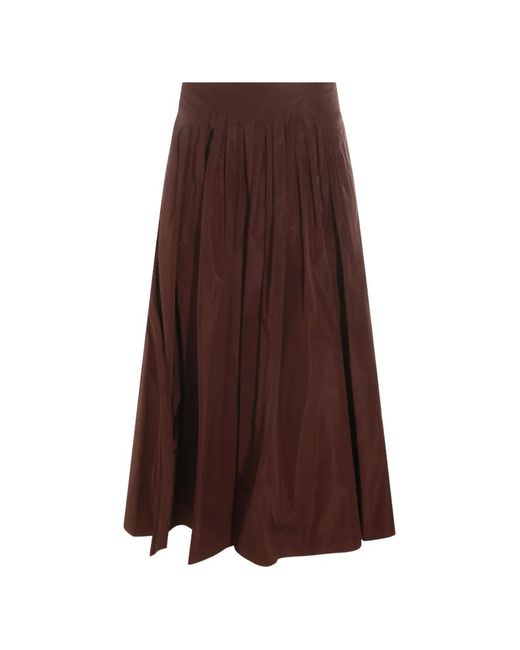 Max Mara Brown Pleated Flared Skirt