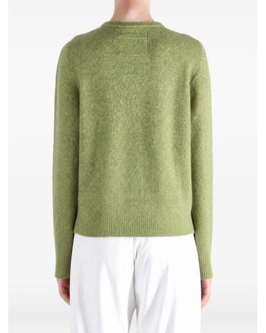Frenckenberger Green Zip-Up Ribbed-Trim Cardigan