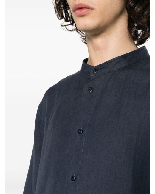 Camisa con cuello mao Brunello Cucinelli de hombre de color Blue