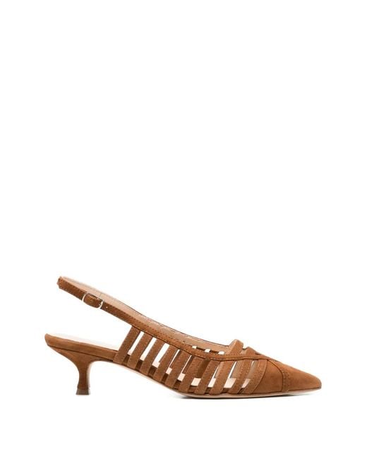 Anna F. Brown Cut-Out Suede Pumps