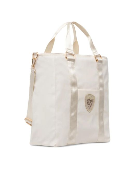 Blauer White Logo-Patch Tote Bag