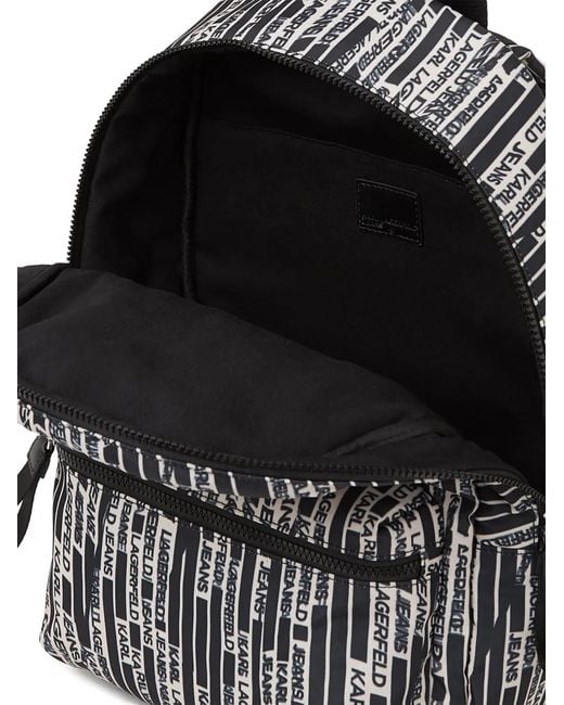 Karl Lagerfeld Black All-Over Print Backpack for men