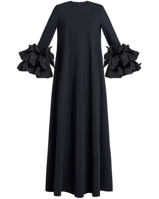 Greta Constantine Black Ruffle-Sleeves Maxi Dress