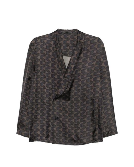 Giorgio Armani Gray Geometric-Patterned Blazer for men