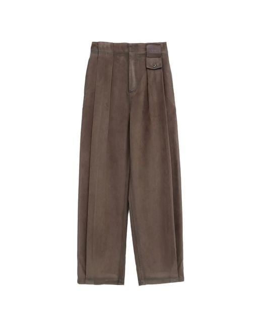 Loewe Brown Button Pleated Trousers for men
