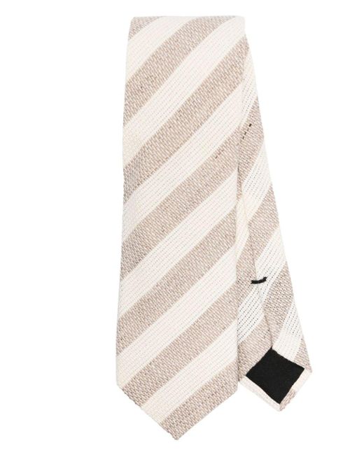 Boss Natural Striped Slub-texture Tie for men