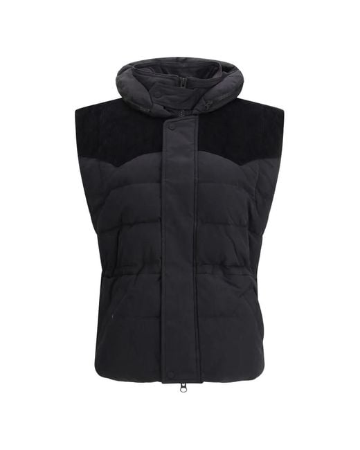 Isabel Marant Black Corduroy-Panel Hooded Gilet