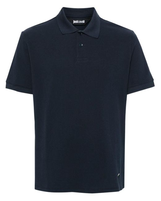 Just Cavalli Blue Piqué-weave Polo Shirt for men