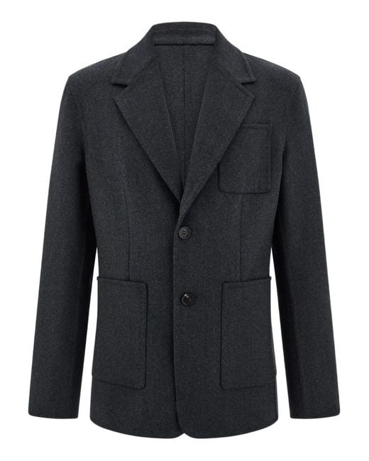 Ferragamo Blue Applied Pockets Single-Breasted Blazer for men