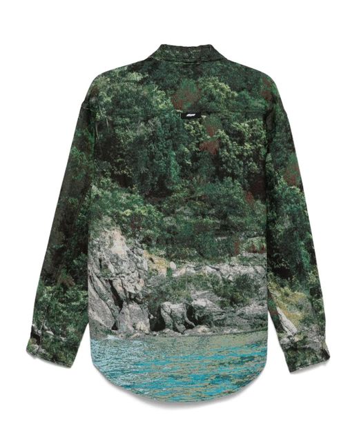 MSGM Green Printed Shirt for men