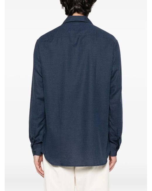 Brioni Blue Long-Sleeve Button-Fastening Shirt for men