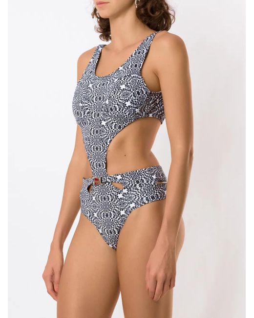 Amir Slama Black Print Hibiscus Swimsuit