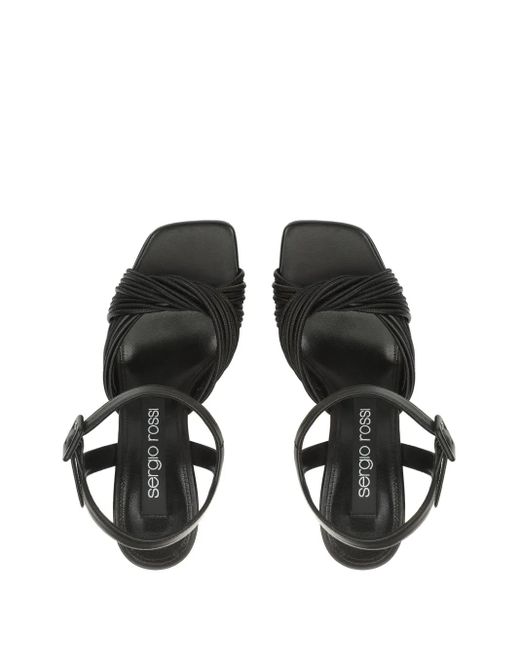 Sergio Rossi Black Akida Twist-Detailed Leather Sandals