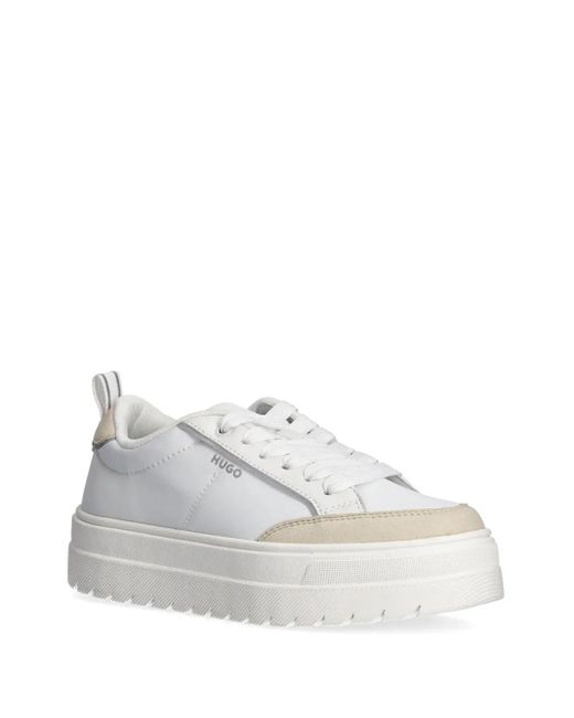 HUGO White Logo-Print Sneakers