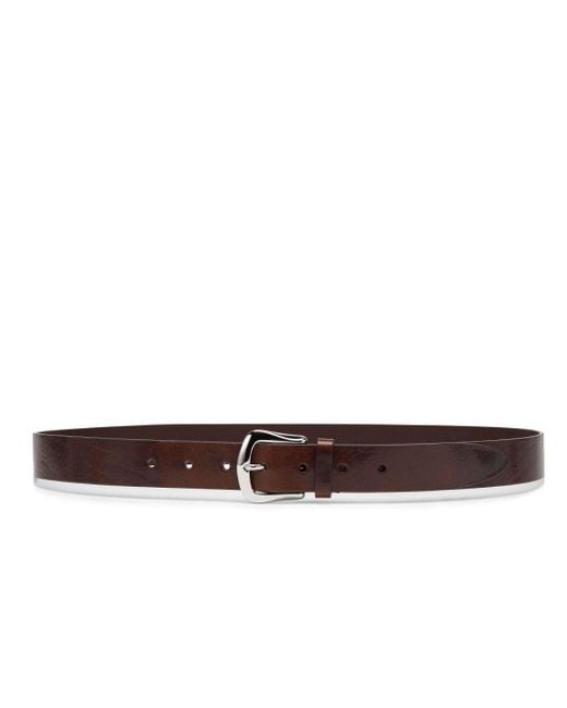 Brunello Cucinelli Brown Thin Leather Belt for men