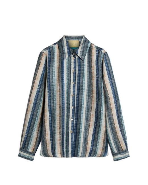 Momoní Blue Collared Printed Shirt