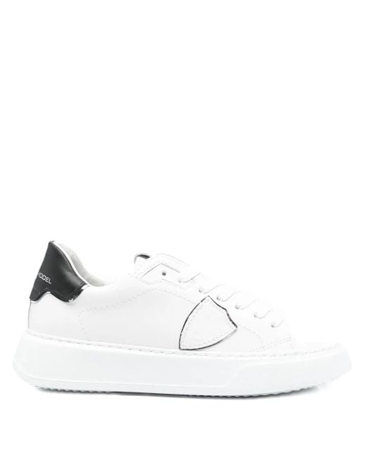 Philippe Model White Leather-Panelled Sneakers