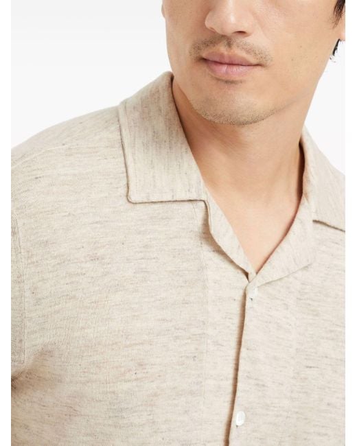 Brunello Cucinelli Natural Mélange-effect Fine-knit Shirt for men