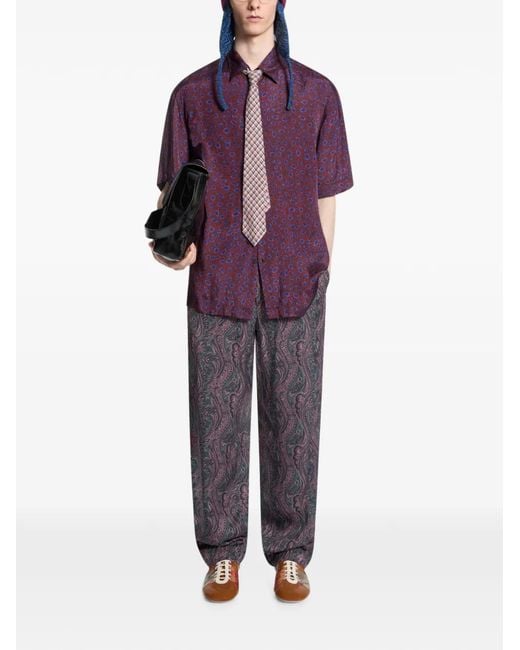 Dries Van Noten Purple Elasticated Jacquard Pants for men