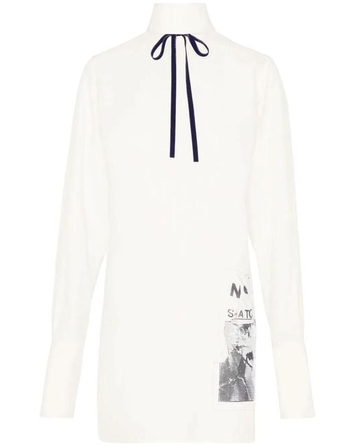 Maison Margiela Natural Invitation Graphic-Print Silk Shirt