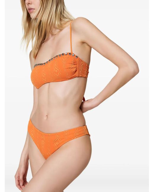 Twinset Orange Bas De Bikini À Motif Embossé