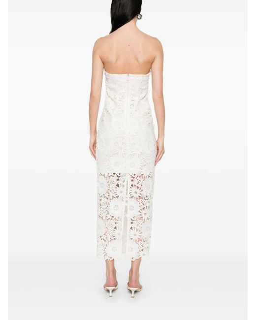 ROTATE BIRGER CHRISTENSEN White Strapless Floral Lace Evening Dress