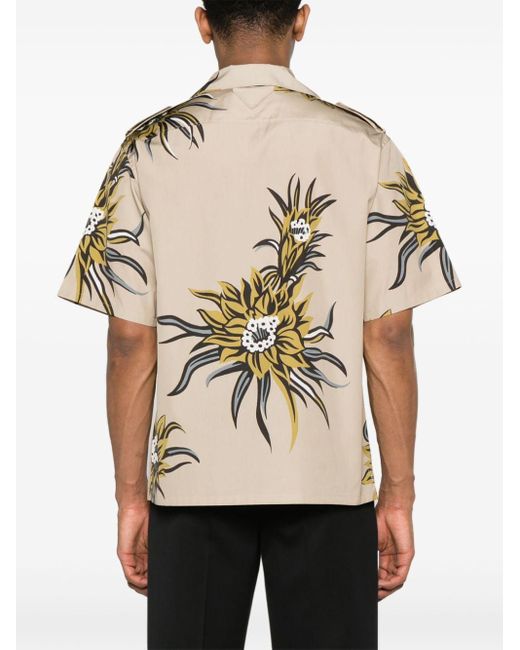 Prada Overhemd Met Bloemenprint in het Natural voor heren