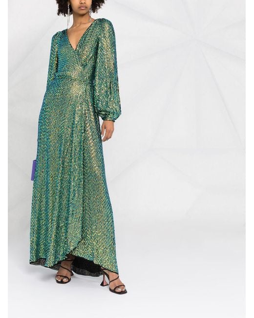 Temperley London Green Billie Sequin Wrap Dress