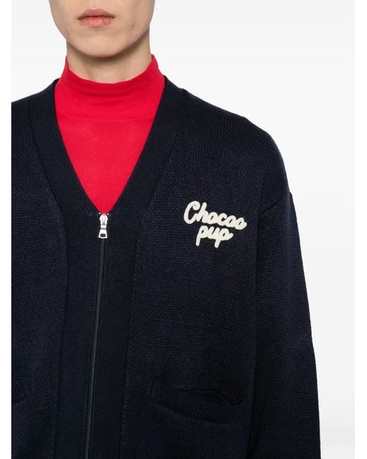 Chocoolate Blue Intarsia-Knit Cardigan for men