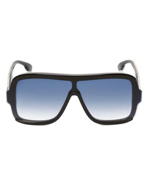 Victoria Beckham Blue Chain-embellished Shield-frame Sunglasses
