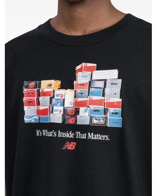 New Balance Black Graphic-Print T-Shirt for men