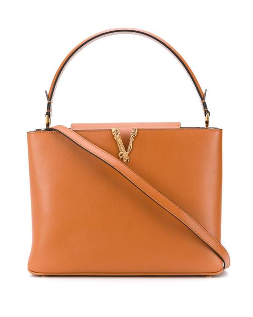 Versace Brown Virtus Square Handbag
