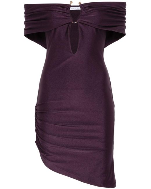 Amen Purple Piercing-Detailed Mini Dress