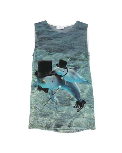 The Artistylist Blue Dolphin-Print Sleeveless Top