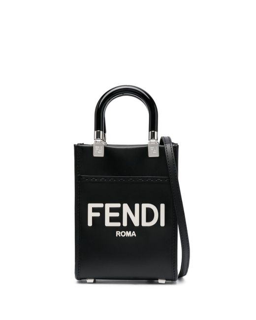 Fendi Black Shopper mit Logo-Prägung